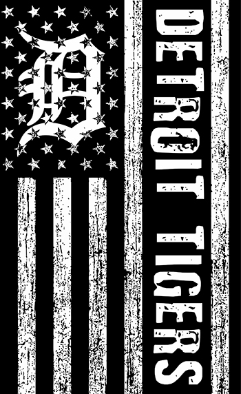 Detroit Tigers Black And White American Flag logo iron on paper